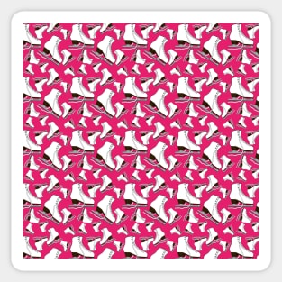 Figure Skates on Magenta Background Design Sticker